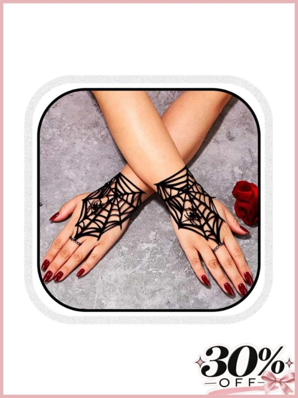 Faux Suede Spider Web Fingerless Gloves Gothic Cosplay Halloween